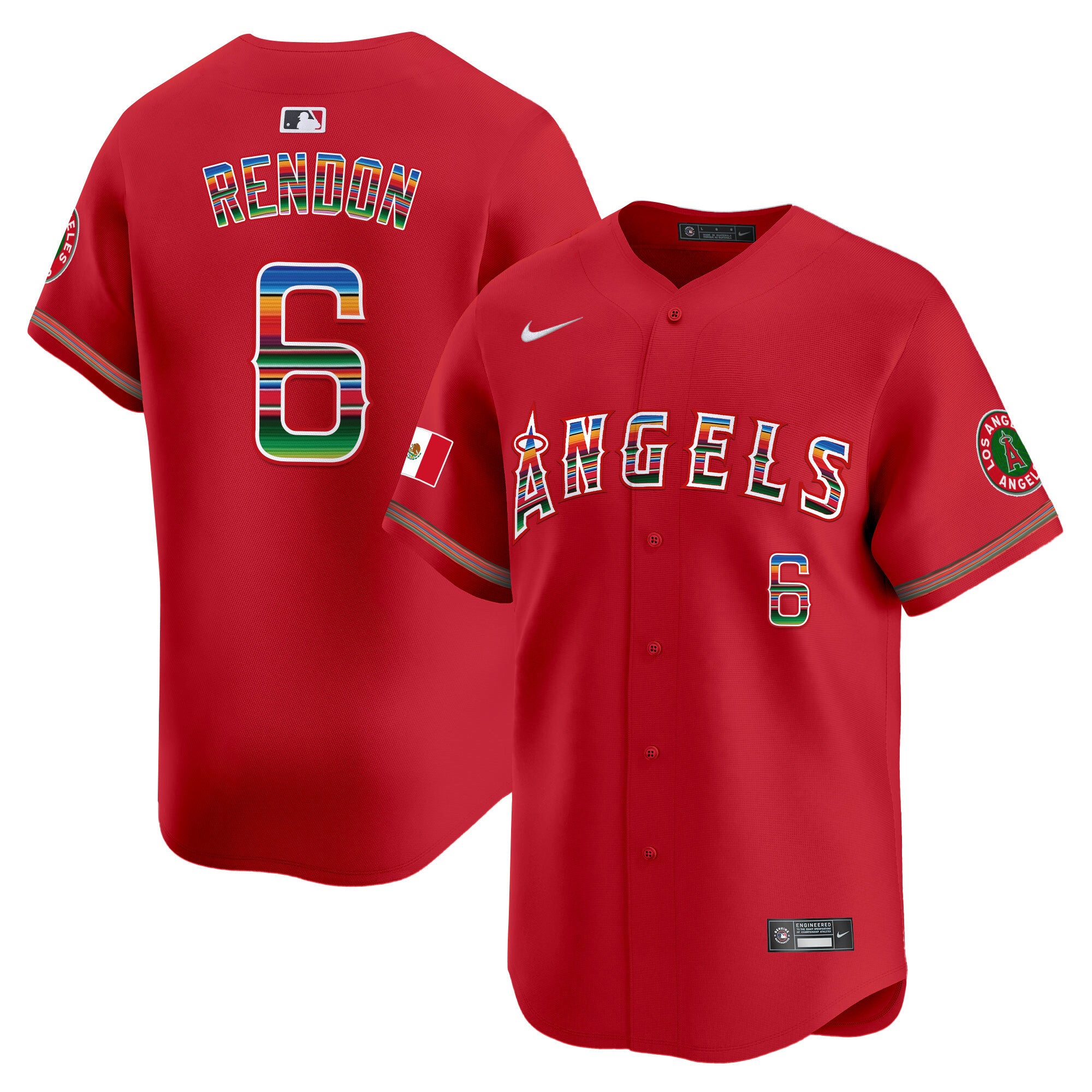 Men's Los Angeles Angels Mexico Vapor Premier Limited Jersey - All Stitched - Red, Anthony Rendon