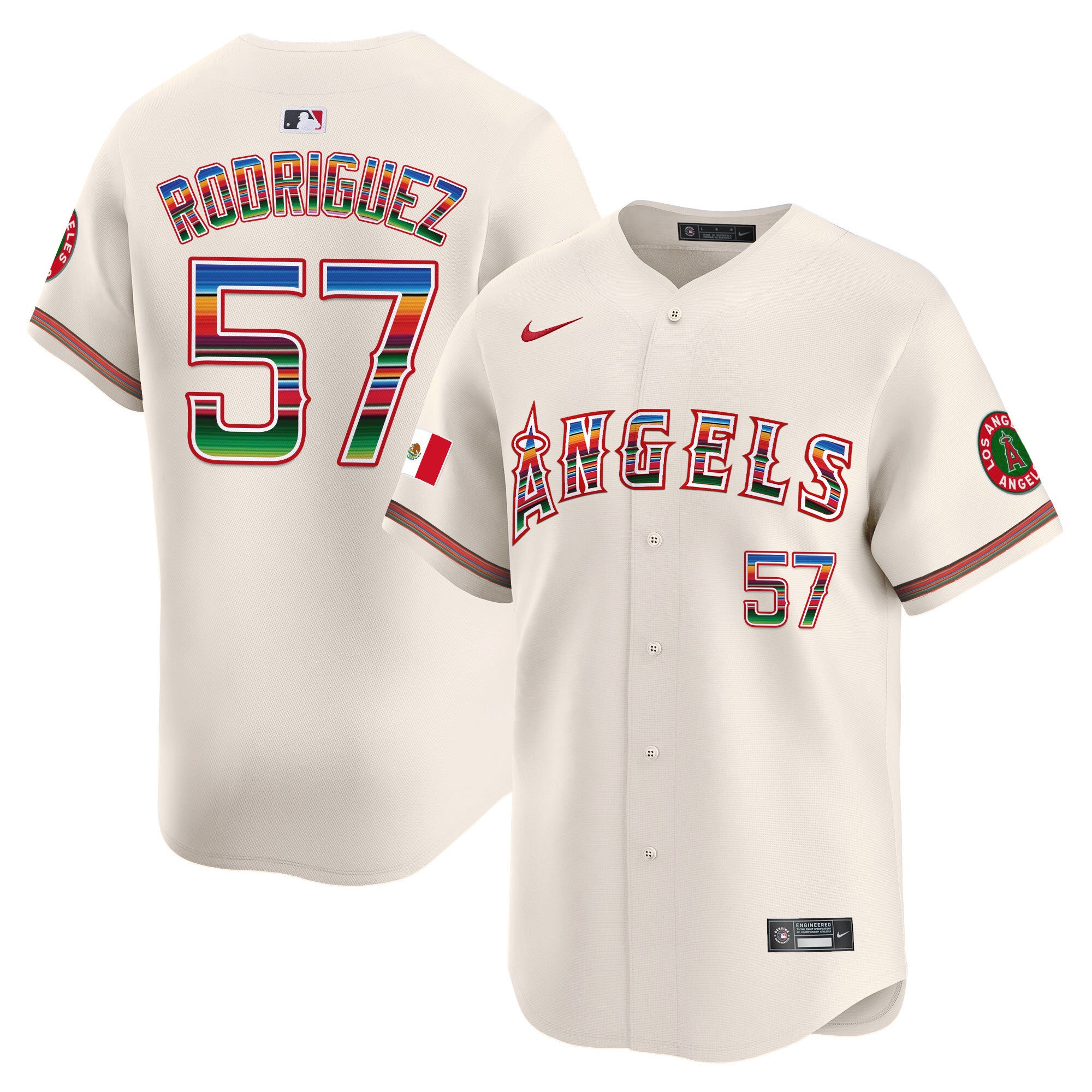 Men's Los Angeles Angels Mexico Vapor Premier Limited Jersey - All Stitched - Cream, Francisco Rodríguez