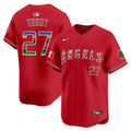 Men's Los Angeles Angels Mexico Vapor Premier Limited Jersey - All Stitched - Red, Mike Trout
