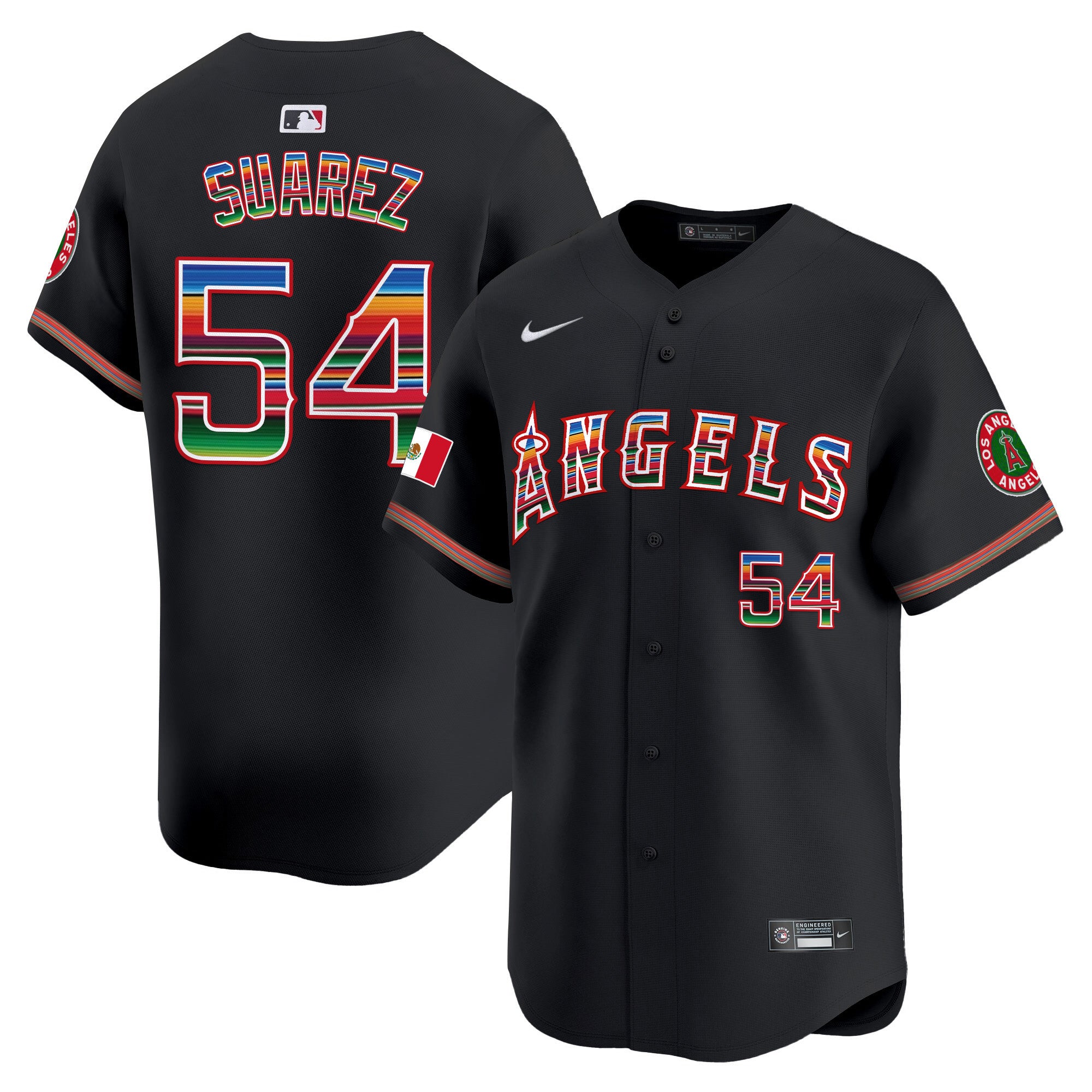 Men's Los Angeles Angels Mexico Vapor Premier Limited Jersey - All Stitched - Black, José Suarez