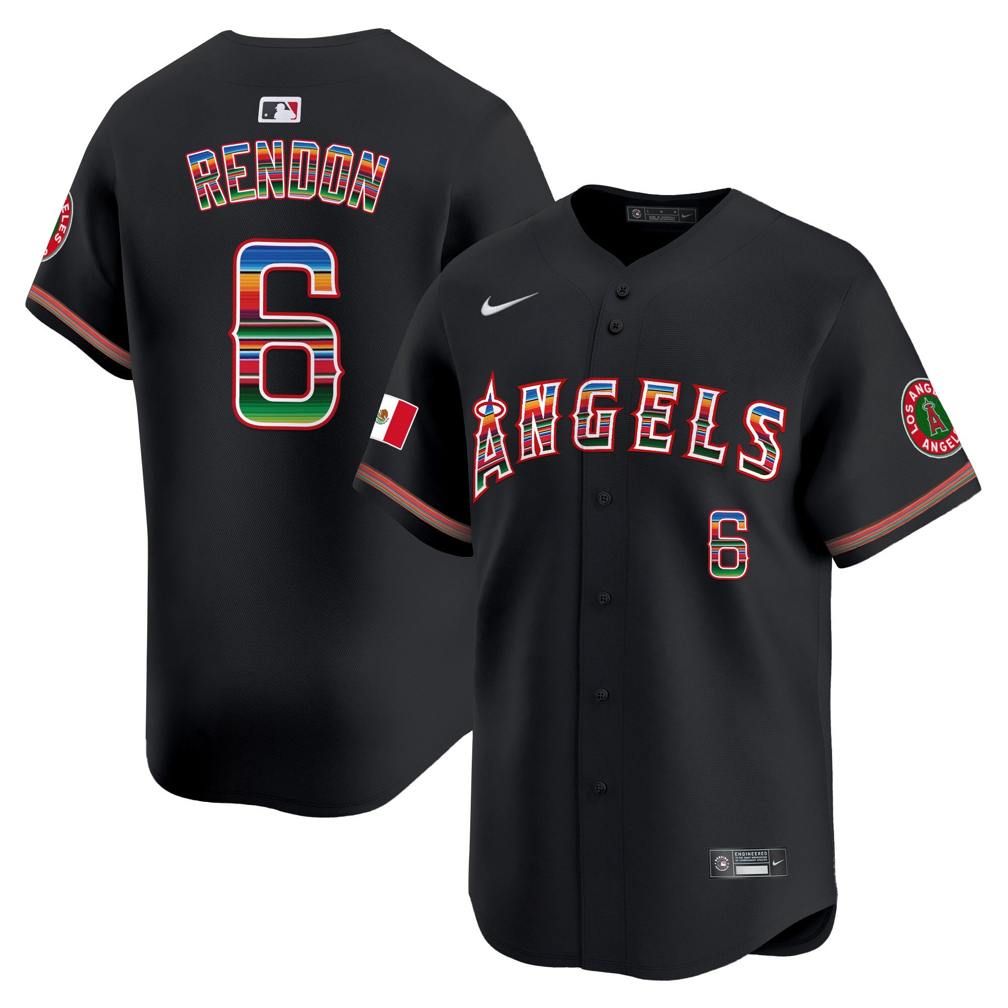 Men's Los Angeles Angels Mexico Vapor Premier Limited Jersey - All Stitched - Black, Anthony Rendon
