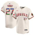Men's Los Angeles Angels Mexico Vapor Premier Limited Jersey - All Stitched - Cream, Mike Trout