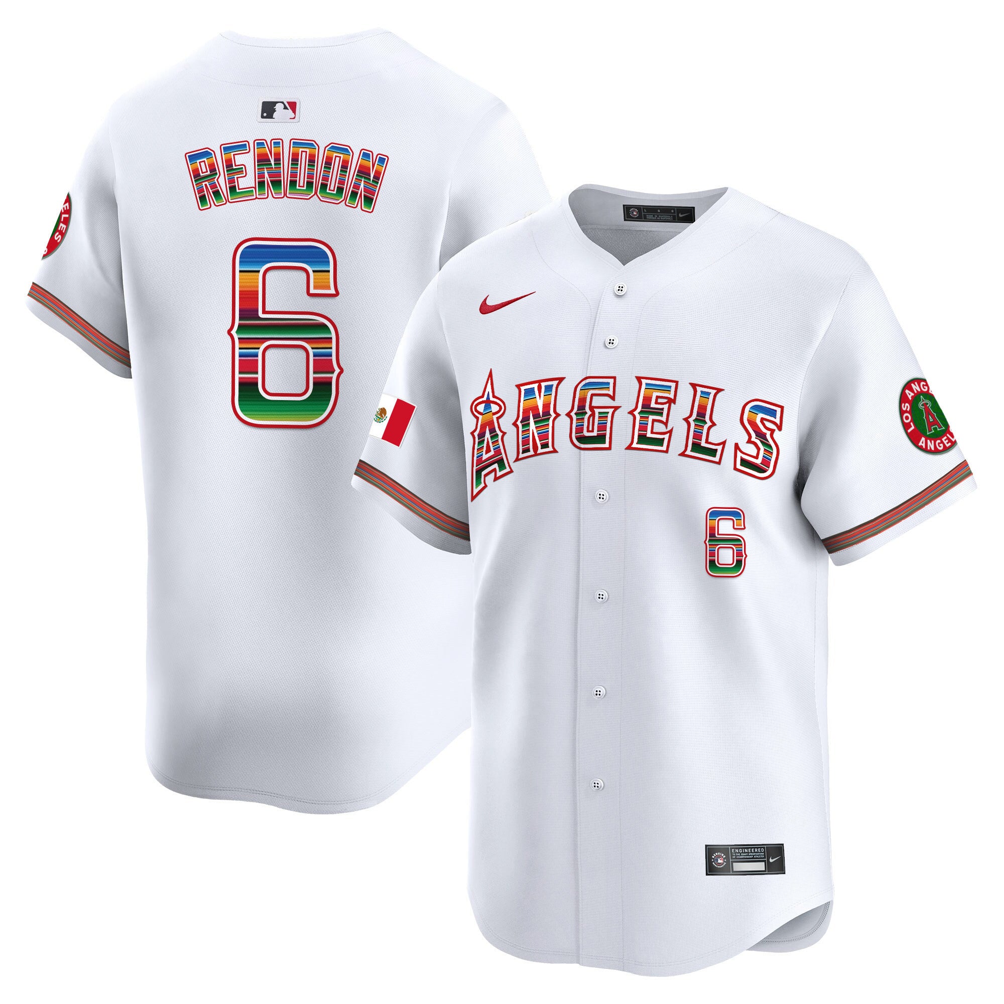 Men's Los Angeles Angels Mexico Vapor Premier Limited Jersey - All Stitched - White, Anthony Rendon