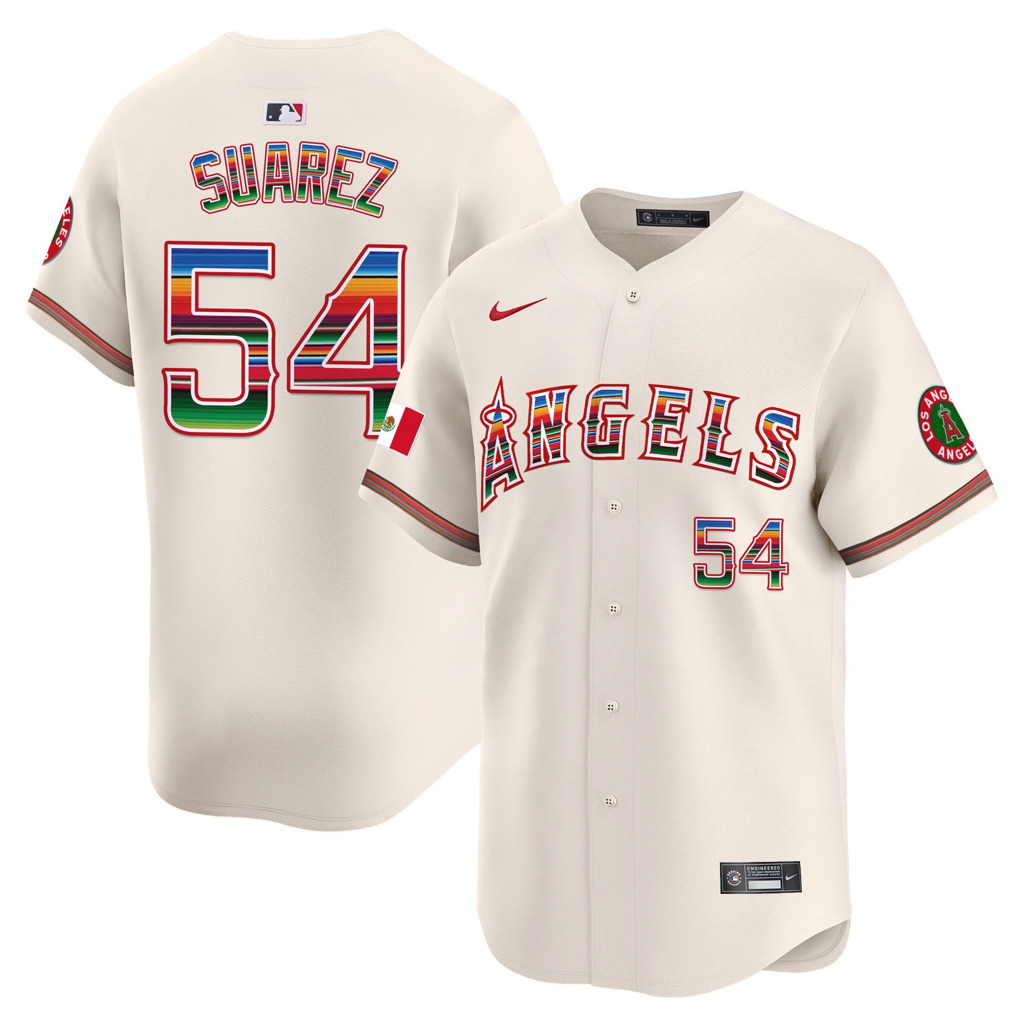Men's Los Angeles Angels Mexico Vapor Premier Limited Jersey - All Stitched - Cream, José Suarez
