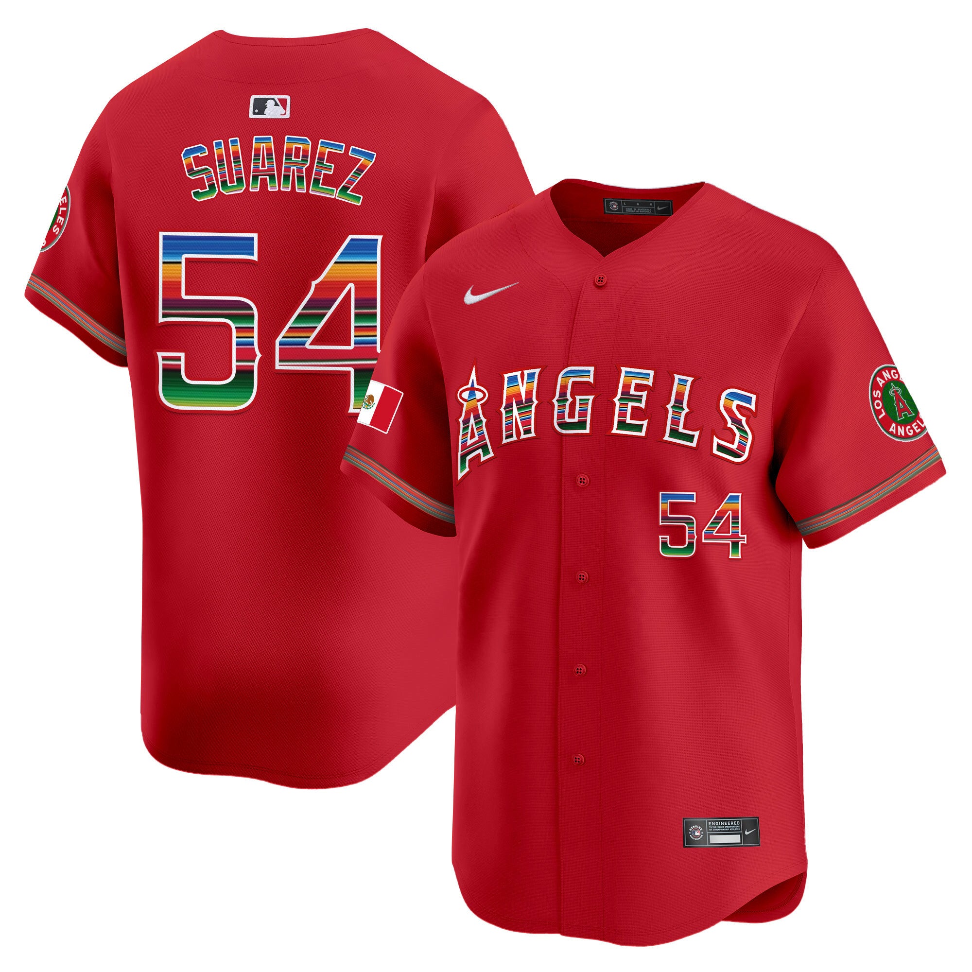 Men's Los Angeles Angels Mexico Vapor Premier Limited Jersey - All Stitched - Red, José Suarez