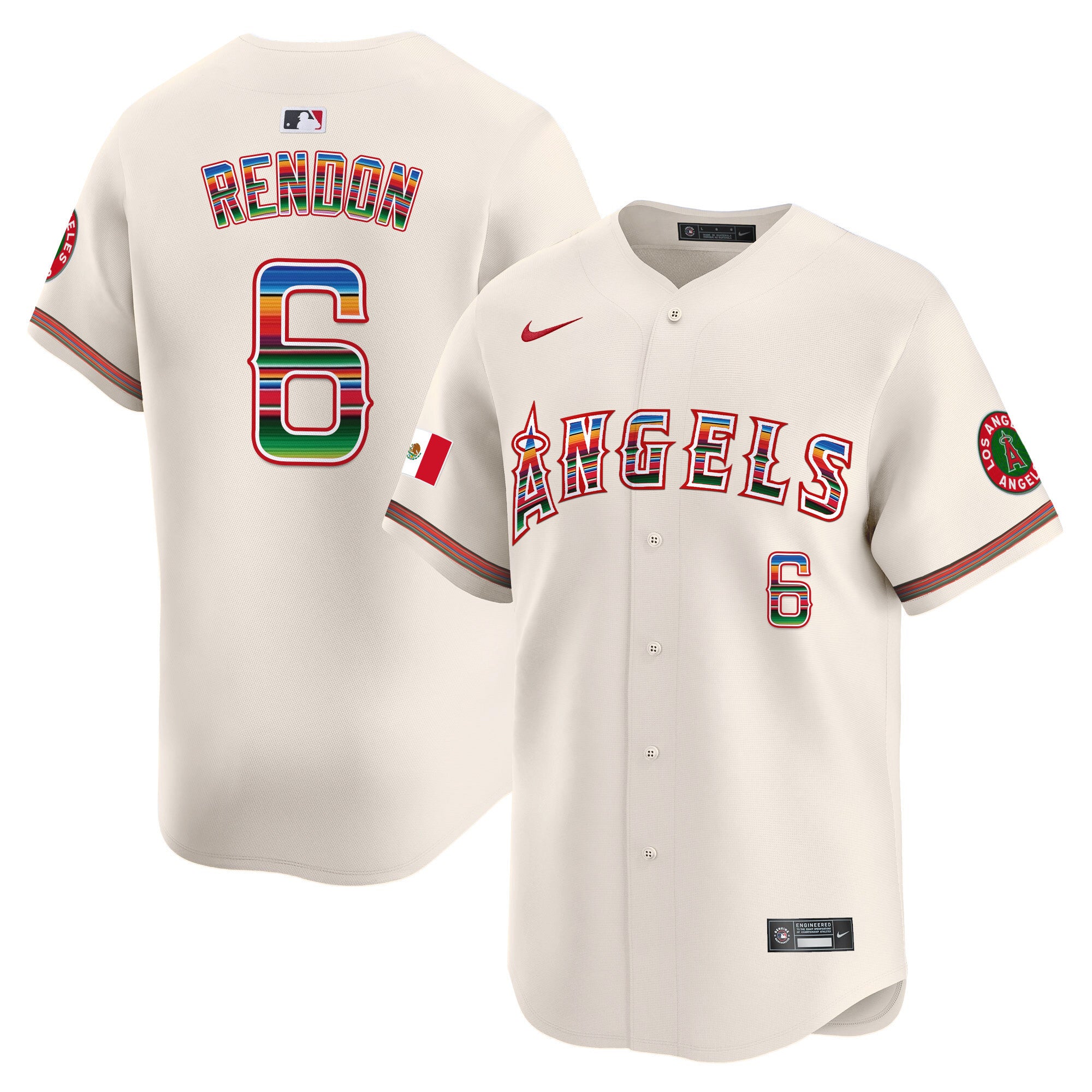 Men's Los Angeles Angels Mexico Vapor Premier Limited Jersey - All Stitched - Cream, Anthony Rendon