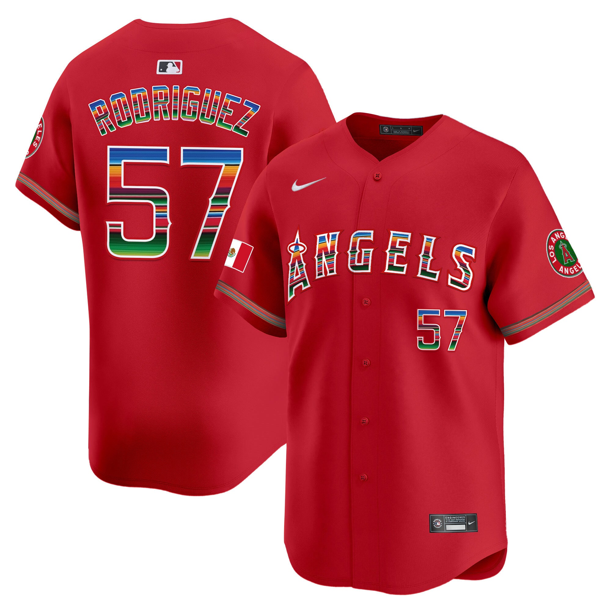 Men's Los Angeles Angels Mexico Vapor Premier Limited Jersey - All Stitched - Red, Francisco Rodríguez