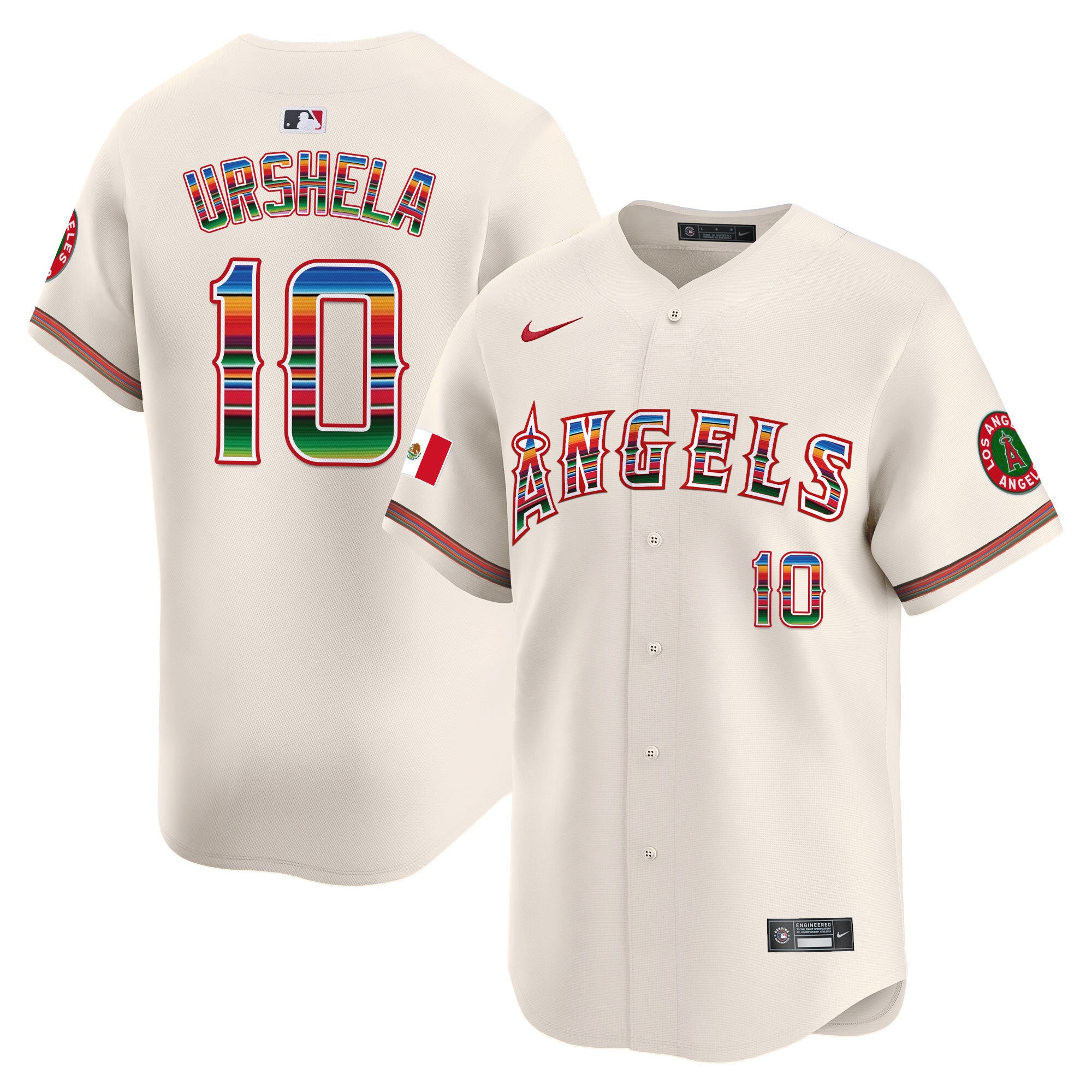 Men's Los Angeles Angels Mexico Vapor Premier Limited Jersey - All Stitched - Cream, Gio Urshela