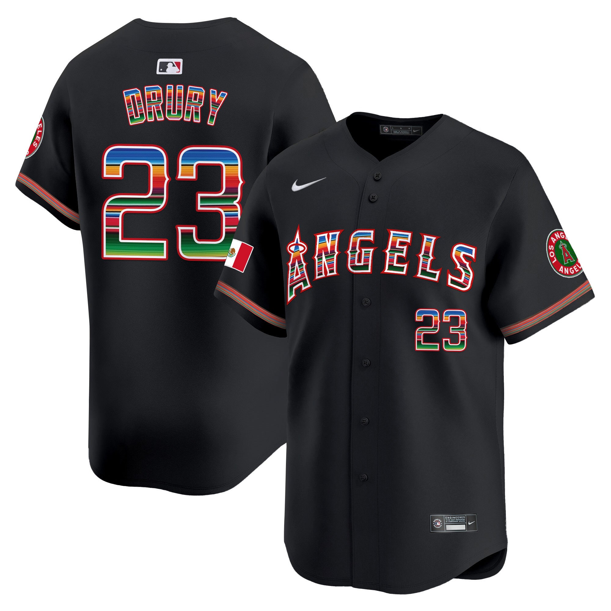 Men's Los Angeles Angels Mexico Vapor Premier Limited Jersey - All Stitched - Black, Brandon Drury