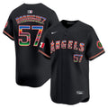 Men's Los Angeles Angels Mexico Vapor Premier Limited Jersey - All Stitched - Black, Francisco Rodríguez
