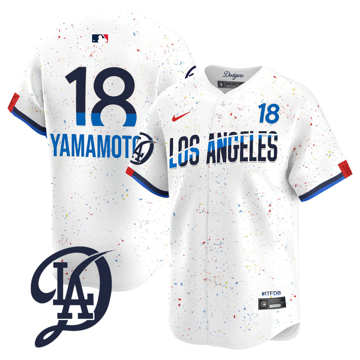 Men's Los Angeles Dodgers 2024 City Connect Limited Jersey - All Stitched - White, Yoshinobu Yamamoto