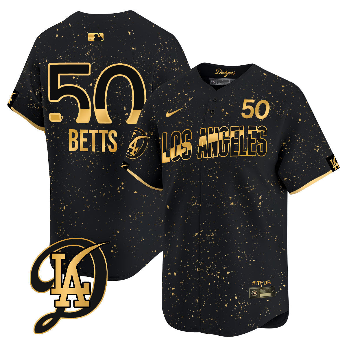Men's Los Angeles Dodgers 2024 City Connect Limited Jersey - All Stitched - Black Gold, Mookie Betts