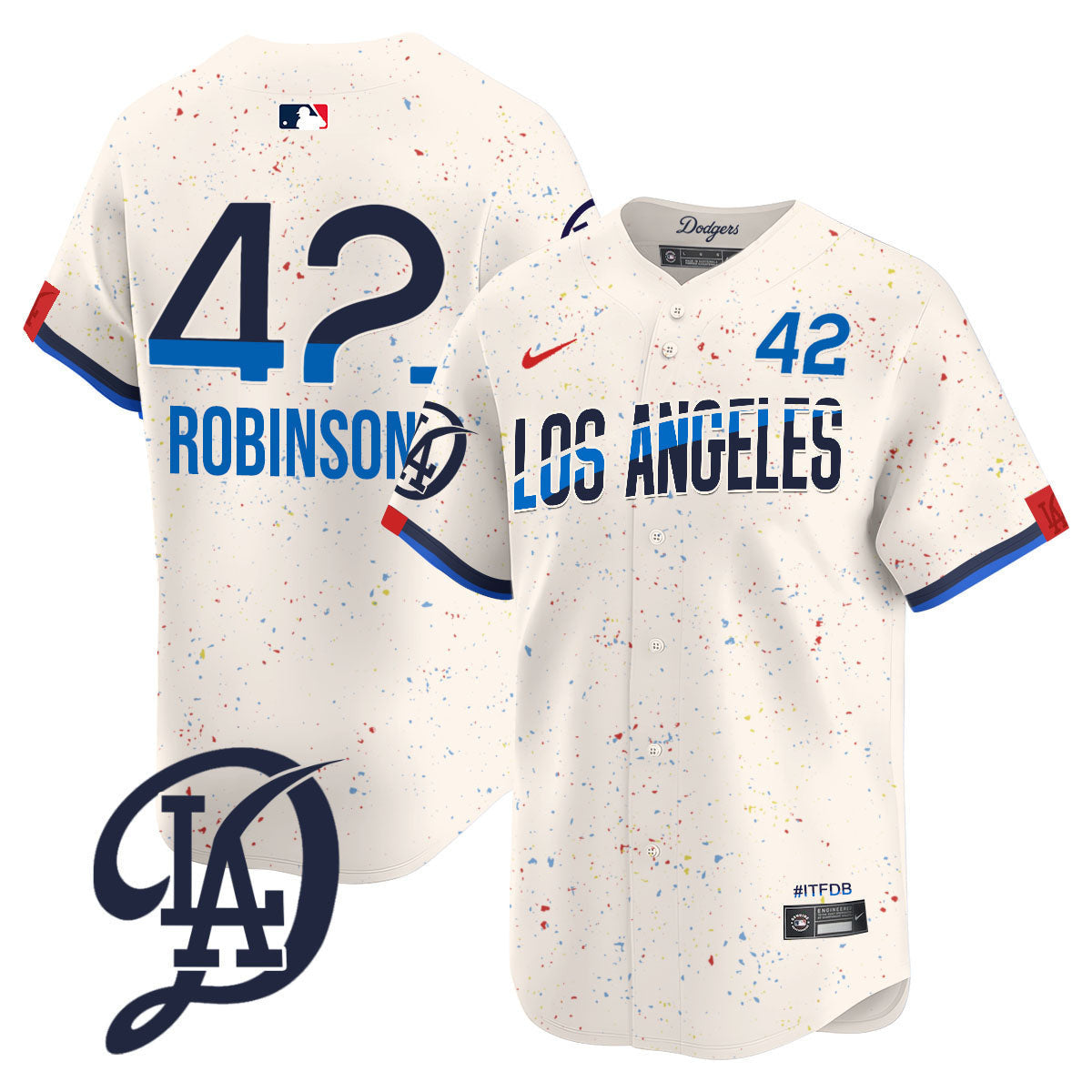 Men's Los Angeles Dodgers 2024 City Connect Limited Jersey - All Stitched - Cream, Jackie Robinson