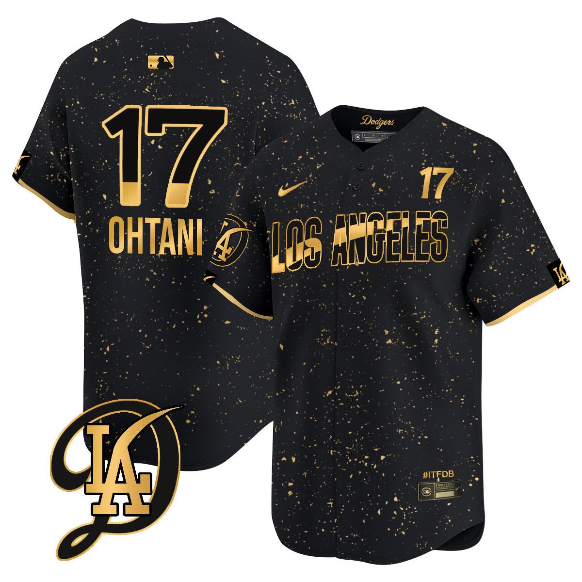 Men's Los Angeles Dodgers 2024 City Connect Limited Jersey - All Stitched - Black Gold, Shohei Ohtani