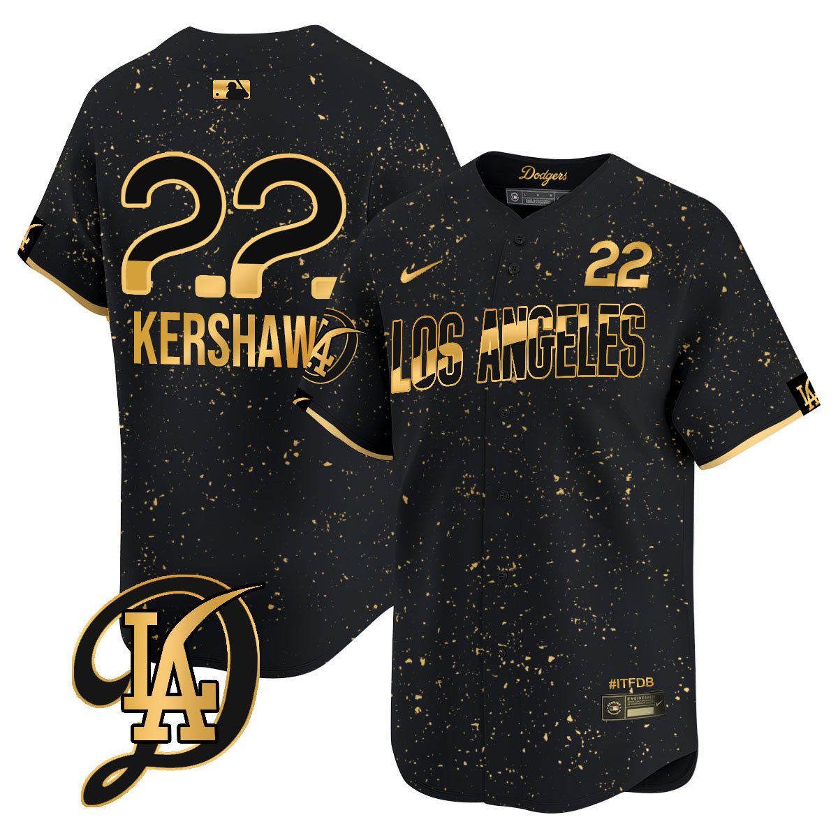 Men's Los Angeles Dodgers 2024 City Connect Limited Jersey - All Stitched - Black Gold, Clayton Kershaw
