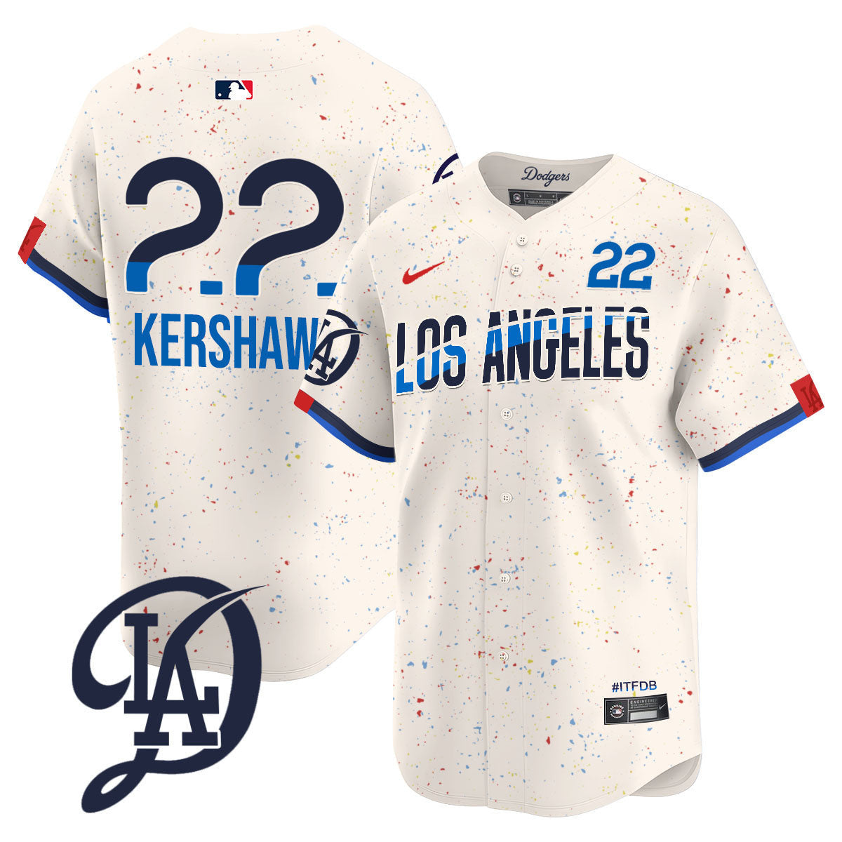 Men's Los Angeles Dodgers 2024 City Connect Limited Jersey - All Stitched - Cream, Clayton Kershaw