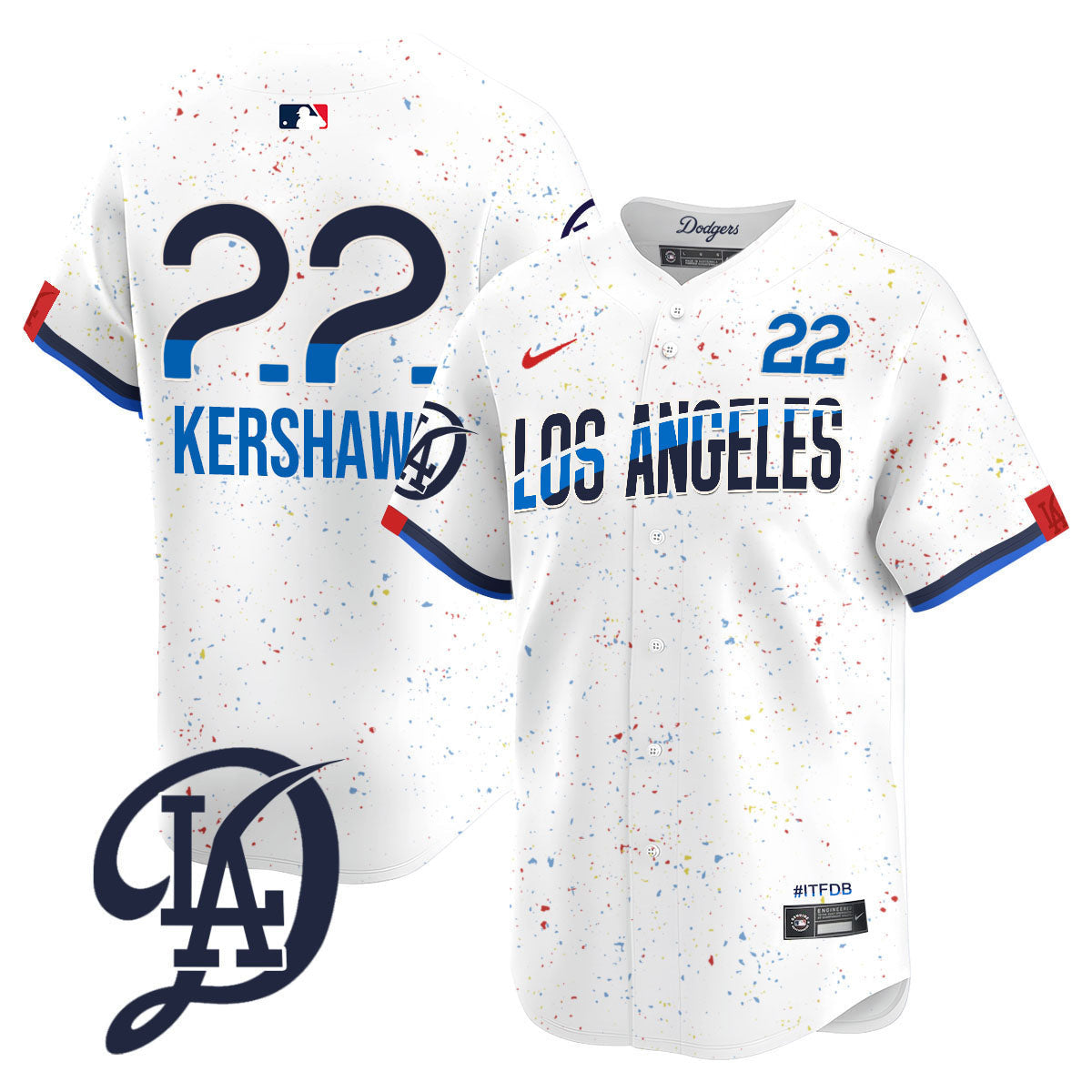 Men's Los Angeles Dodgers 2024 City Connect Limited Jersey - All Stitched - White, Clayton Kershaw
