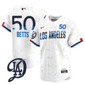 Men's Los Angeles Dodgers 2024 City Connect Limited Jersey - All Stitched - White, Mookie Betts
