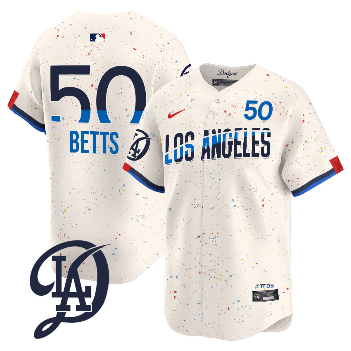 Men's Los Angeles Dodgers 2024 City Connect Limited Jersey - All Stitched - Cream, Mookie Betts