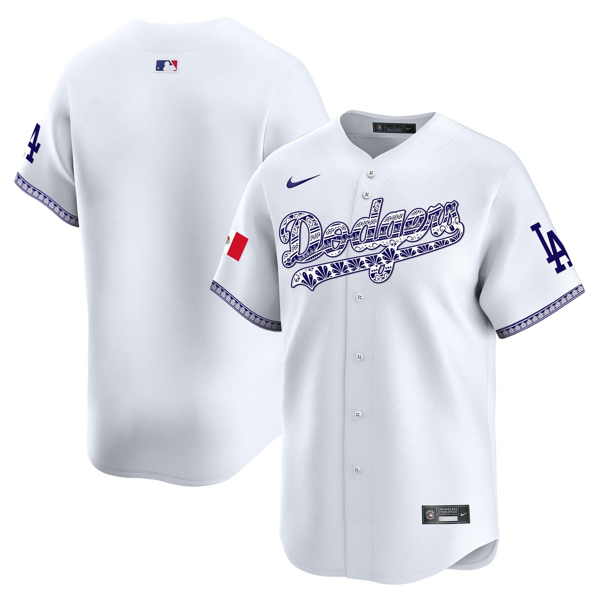 Men's Los Angeles Dodgers Mexico Vapor Premier Limited Jersey V3 - All Stitched - White, Team