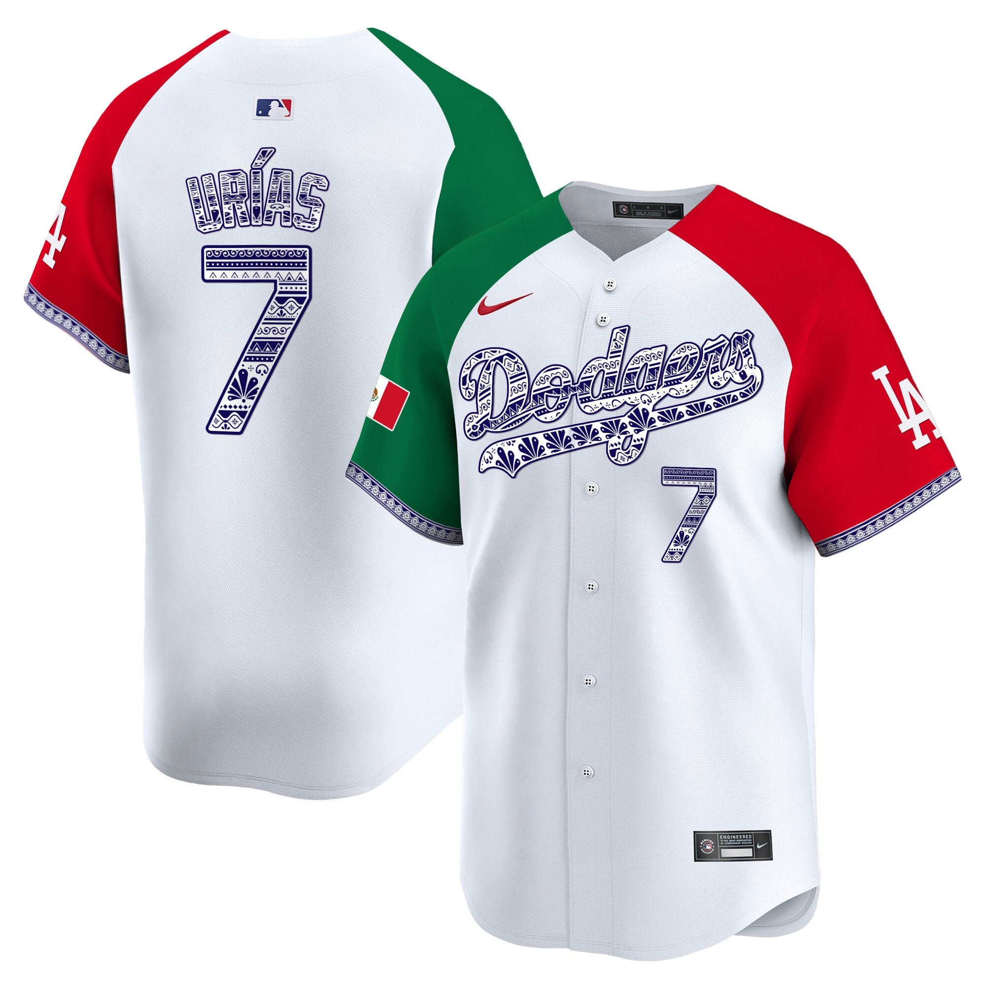 Men's Los Angeles Dodgers Mexico Vapor Premier Limited Jersey V3 - All Stitched - Alternate, Julio Urías