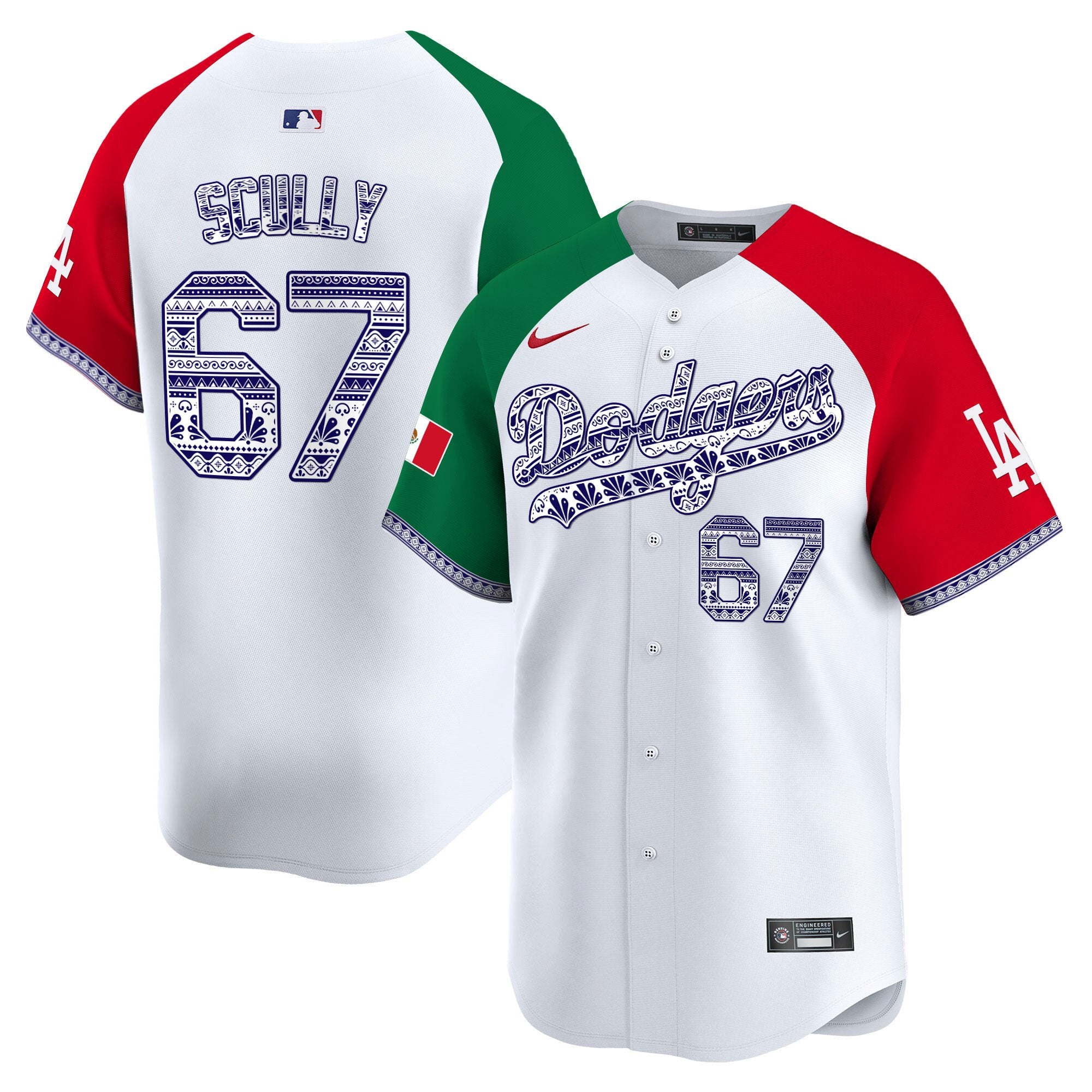 Men's Los Angeles Dodgers Mexico Vapor Premier Limited Jersey V3 - All Stitched - Alternate, Vin Scully