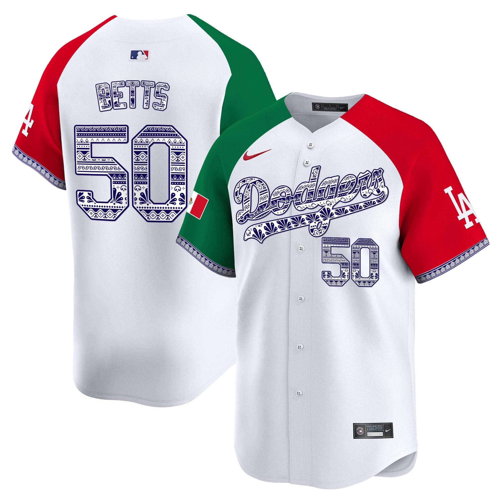 Men's Los Angeles Dodgers Mexico Vapor Premier Limited Jersey V3 - All Stitched - Alternate, Mookie Betts