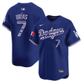 Men's Los Angeles Dodgers Mexico Vapor Premier Limited Jersey V3 - All Stitched - Royal, Julio Urías