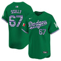 Men's Los Angeles Dodgers Mexico Vapor Premier Limited Jersey V3 - All Stitched - Green, Vin Scully