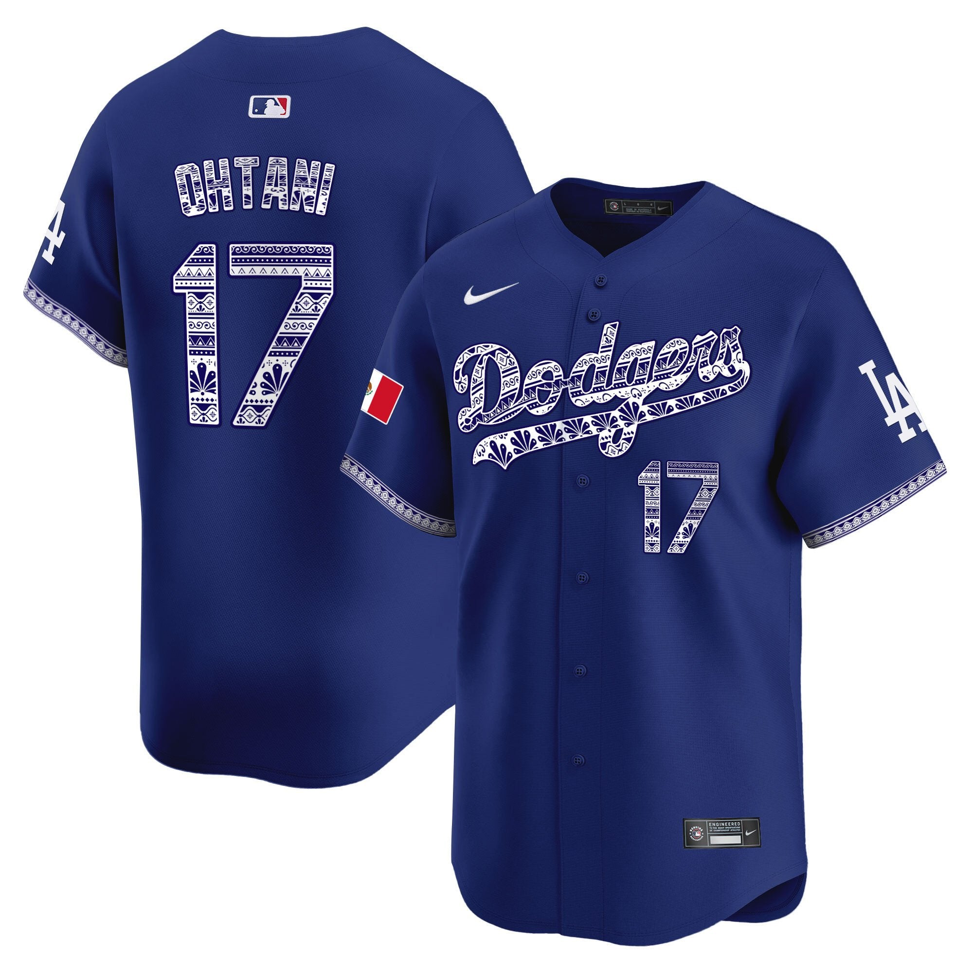 Men's Los Angeles Dodgers Mexico Vapor Premier Limited Jersey V3 - All Stitched - Royal, Shohei Ohtani