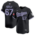 Men's Los Angeles Dodgers Mexico Vapor Premier Limited Jersey V3 - All Stitched - Black, Vin Scully