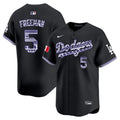 Men's Los Angeles Dodgers Mexico Vapor Premier Limited Jersey V3 - All Stitched - Black, Freddie Freeman
