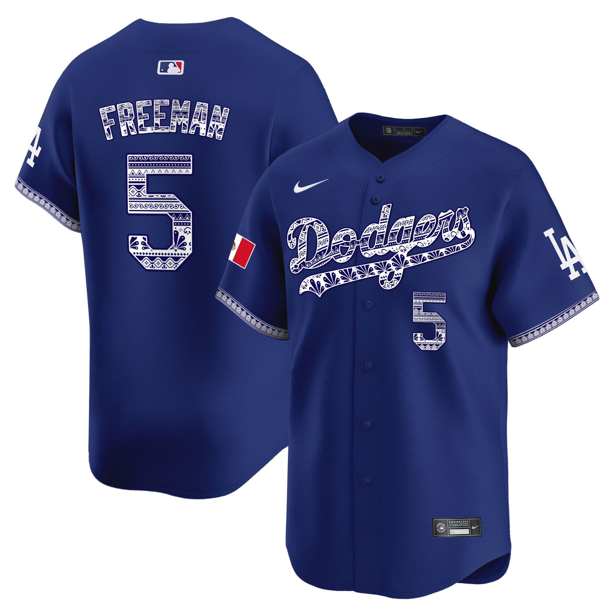 Men's Los Angeles Dodgers Mexico Vapor Premier Limited Jersey V3 - All Stitched - Royal, Freddie Freeman
