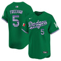 Men's Los Angeles Dodgers Mexico Vapor Premier Limited Jersey V3 - All Stitched - Green, Freddie Freeman
