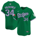 Men's Los Angeles Dodgers Mexico Vapor Premier Limited Jersey V3 - All Stitched - Green, Fernando Valenzuela