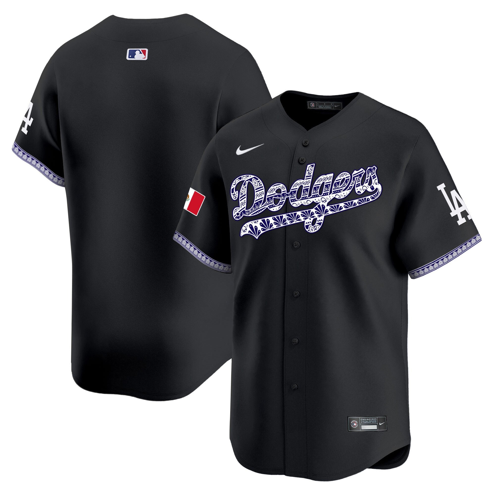 Men's Los Angeles Dodgers Mexico Vapor Premier Limited Jersey V3 - All Stitched - Black, Team