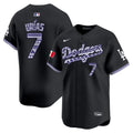 Men's Los Angeles Dodgers Mexico Vapor Premier Limited Jersey V3 - All Stitched - Black, Julio Urías