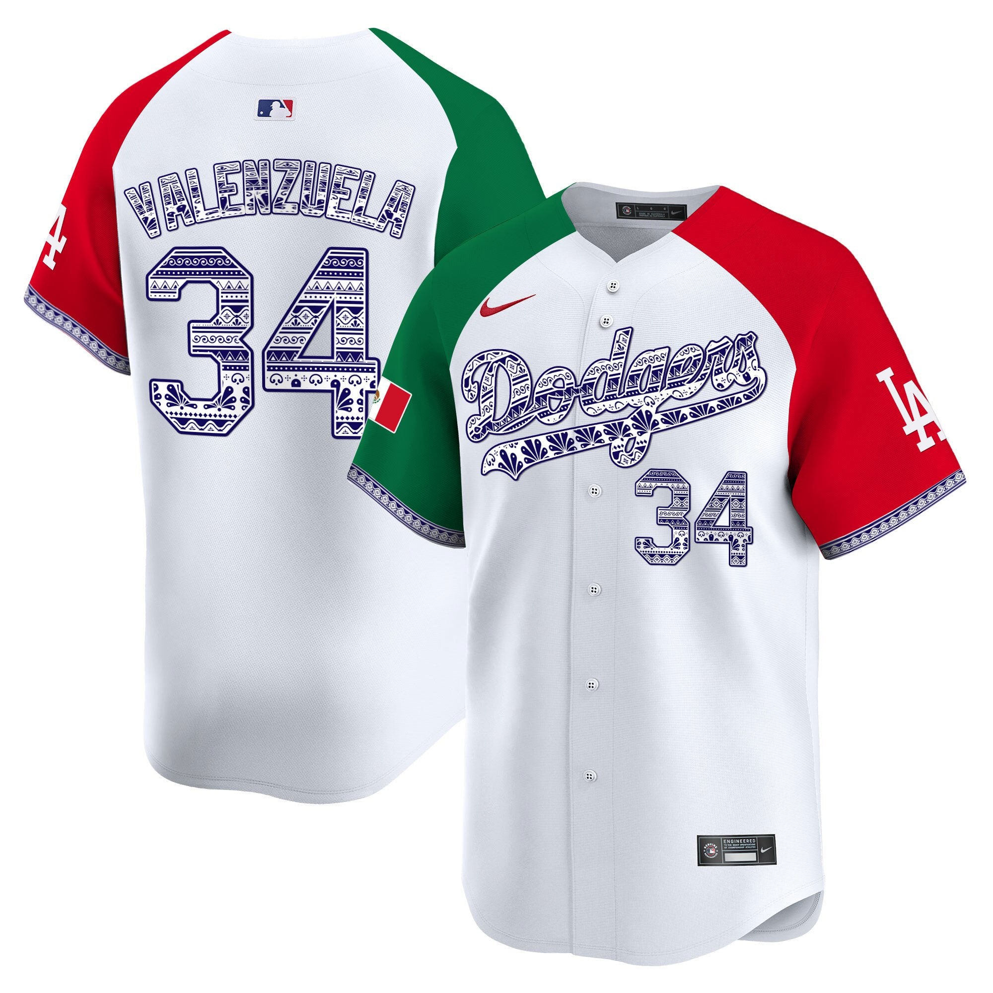 Men's Los Angeles Dodgers Mexico Vapor Premier Limited Jersey V3 - All Stitched - Alternate, Fernando Valenzuela