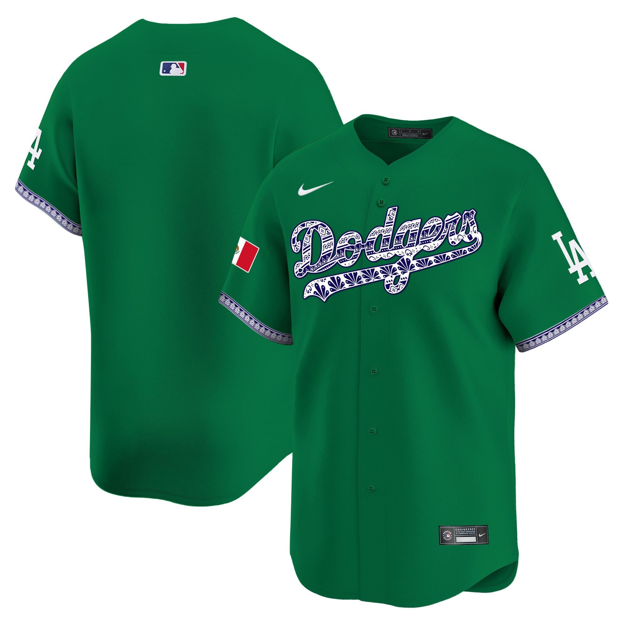 Men's Los Angeles Dodgers Mexico Vapor Premier Limited Jersey V3 - All Stitched - Green, Team