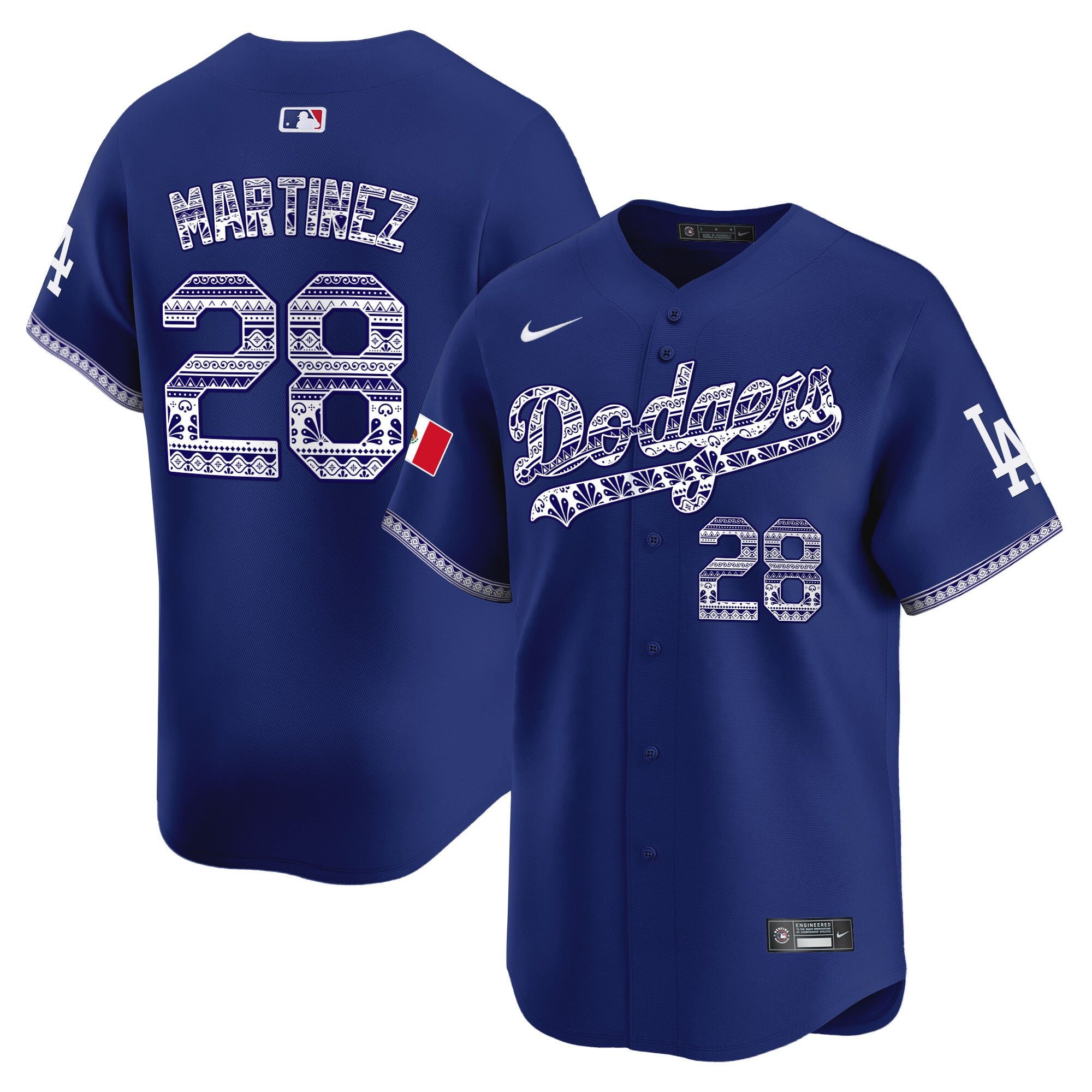 Men's Los Angeles Dodgers Mexico Vapor Premier Limited Jersey V3 - All Stitched - Royal, J.D. Martinez