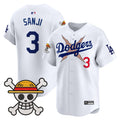 Men's Los Angeles Dodgers x One Piece 2025 Vapor Premier Limited Jersey - Stitched - White, Sanji