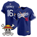 Men's Los Angeles Dodgers x One Piece 2025 Vapor Premier Limited Jersey - Stitched - Royal, Shanks
