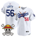 Men's Los Angeles Dodgers x One Piece 2025 Vapor Premier Limited Jersey - Stitched - White, Luffy