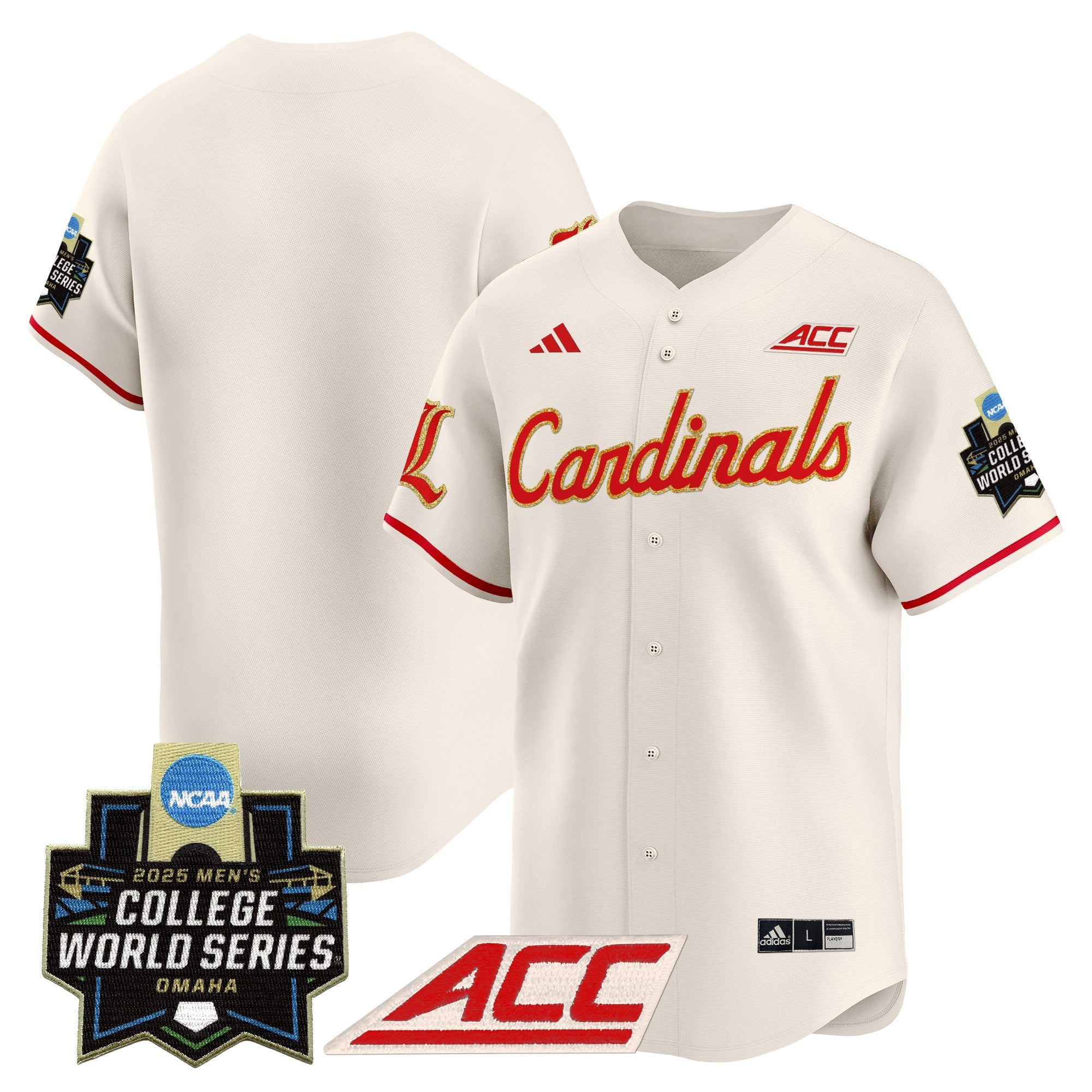 Men's Louisville Cardinals 2025 World Series Vapor Premier Limited Jersey - All Stitched - Cream, Team
