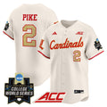 Men's Louisville Cardinals 2025 World Series Vapor Premier Limited Jersey - All Stitched - Cream, Garret Pike