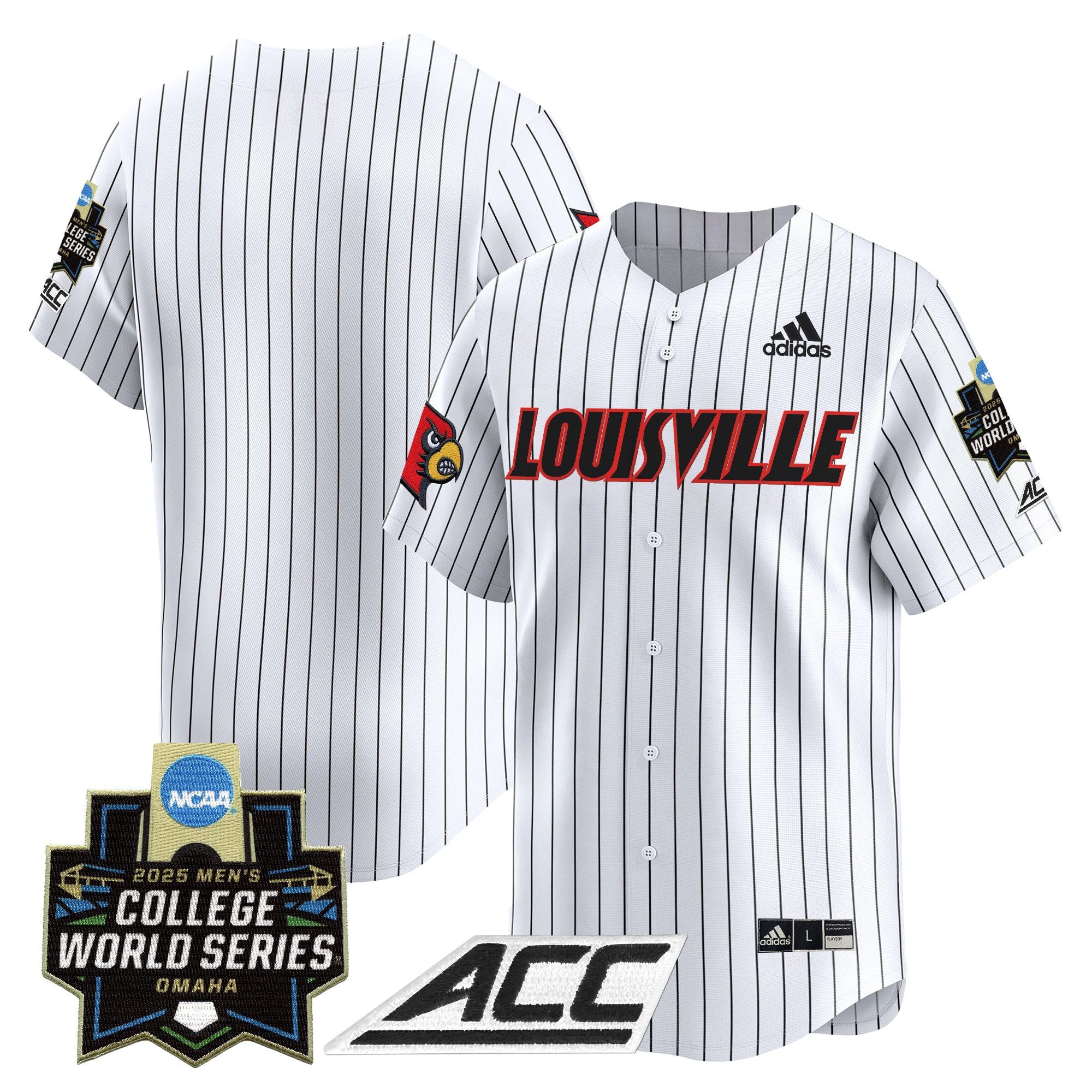 Men's Louisville Cardinals 2025 World Series Vapor Premier Limited Jersey - All Stitched - Pinstripe, Team