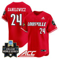 Men's Louisville Cardinals 2025 World Series Vapor Premier Limited Jersey - All Stitched - Red, Wyatt Danilowicz