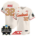 Men's Louisville Cardinals 2025 World Series Vapor Premier Limited Jersey - All Stitched - Cream, Zion Rose