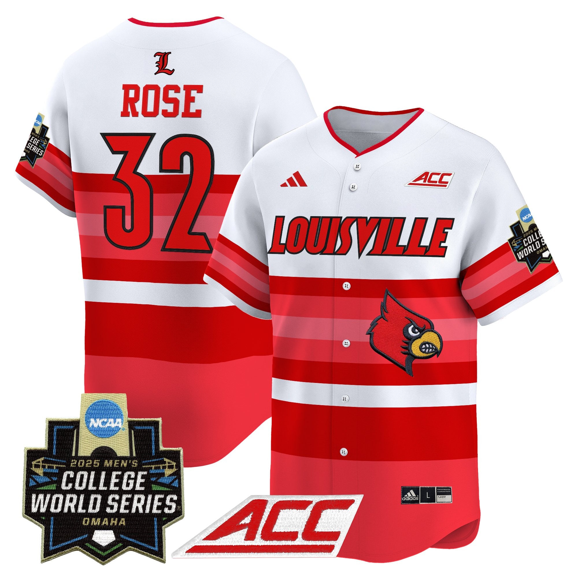 Men's Louisville Cardinals 2025 World Series Vapor Premier Limited Jersey - All Stitched - Gradient Stripes, Zion Rose