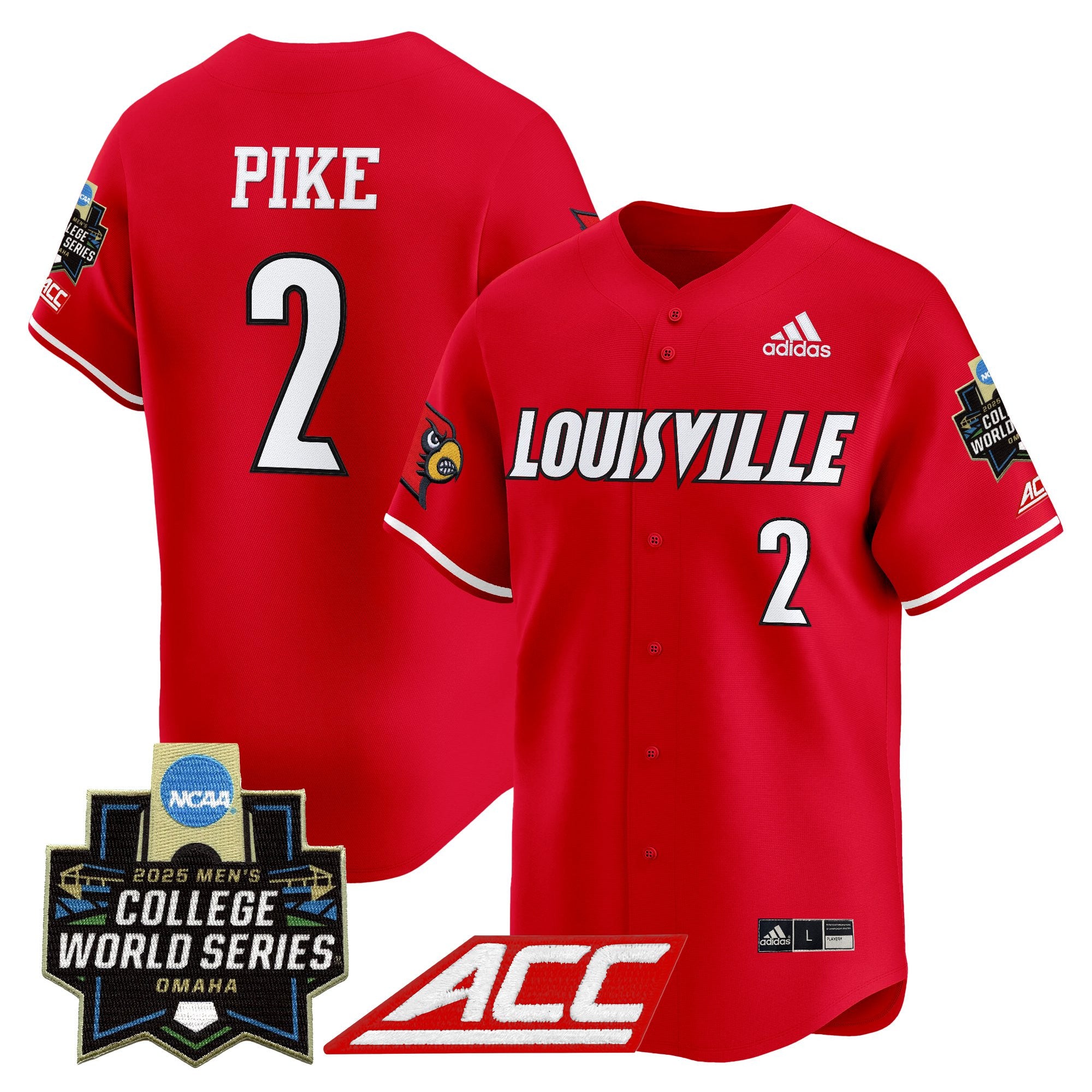 Men's Louisville Cardinals 2025 World Series Vapor Premier Limited Jersey - All Stitched - Red, Garret Pike